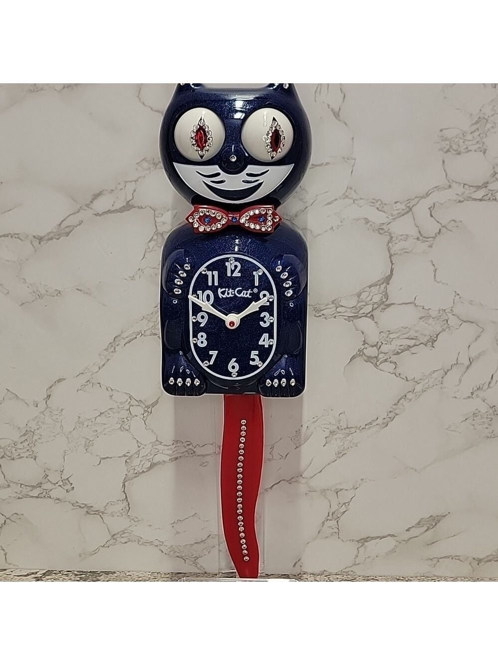 Rare Jeweled Red, White & Galaxy Blue Kit-Cat Klock LIMITED EDITION - Picture 3 of 16